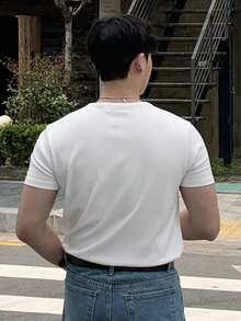 DAZY Áo thun nam cổ tròn màu trắng trơn, dáng ôm, thích hợp cho mùa hè. - trắng - Xem 2