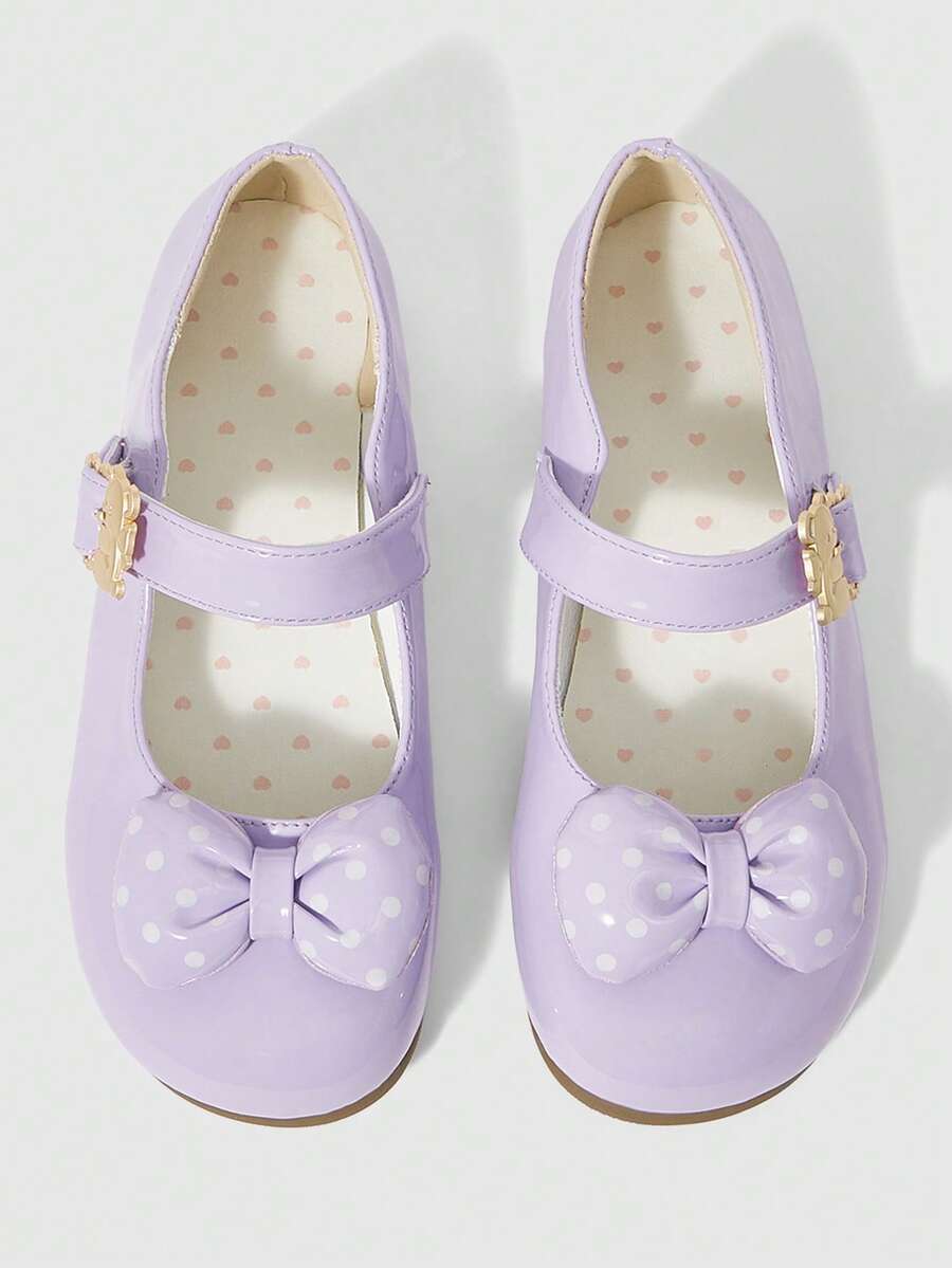 ROMWE Kawaii Sapatilhas Femininas Transparentes Com Laço Decorativo, Estilo Mary Jane, Modelo Slip-On, Com Sola Macia, Ideais Para Saias E Vestidos. - Cor sólida roxa + laço de bolinhas. - Ver 1