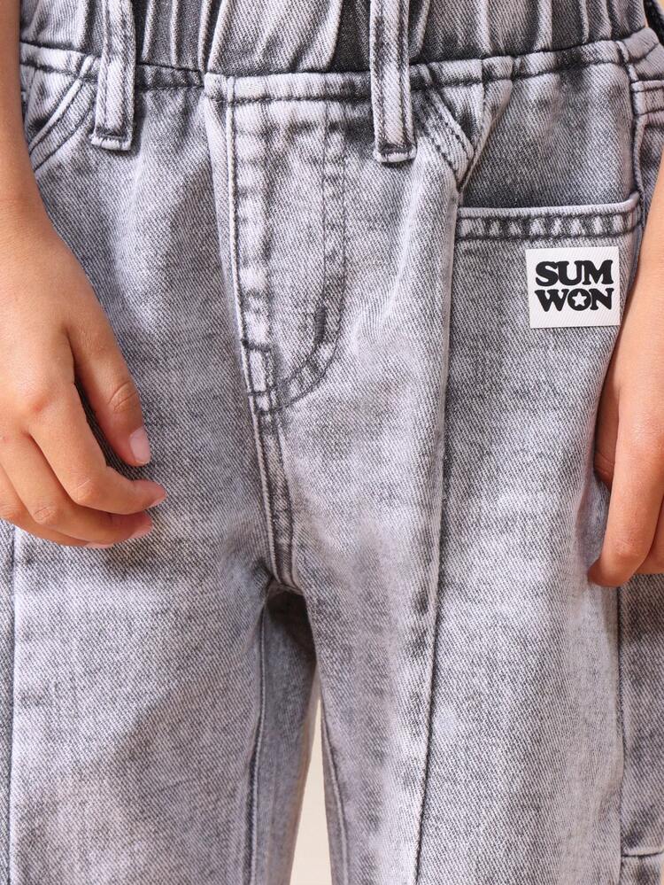 Jeans a gamba larga con lavaggio vintage