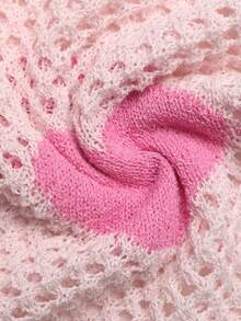 GlowEve Women's Casual Vacation Style Heart Pattern Open Knit Cardigan, Spring/Summer - Pink - View 3