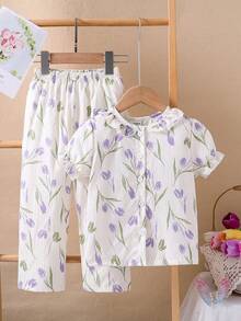 2pcs/Set Random Assorted Girls Toddler Pajama Sets - Multicolor - View 4