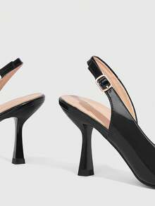 CUCCOO SZL Black Pointed Toe Elegant High Heel Pumps For Women - Black - View 9