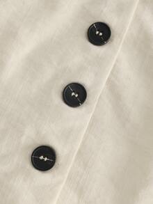 SHEIN Franclia Sleeveless V-Neck Minimalist Design Suit Set - Apricot - View 5