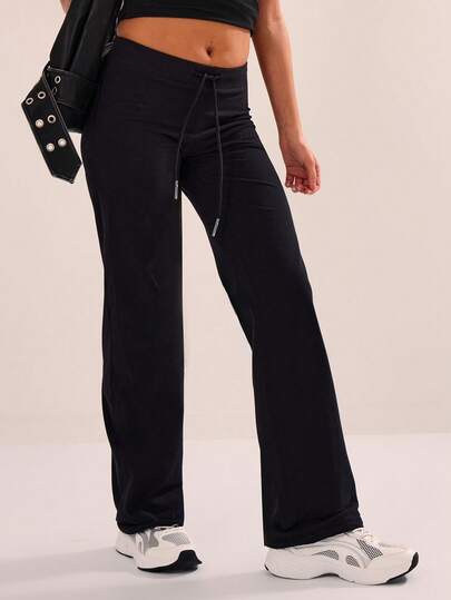 Musera Sport Low Waist Drawstring Straight Leg Yoga Pants, Padel, Tennis, Pickleball Gym Fitness Fall Pilates Daily Casual