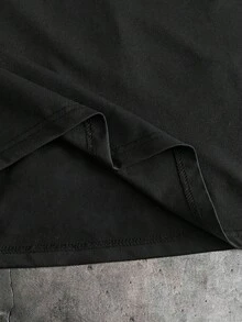 AXEPEAK 男士休闲时尚街头通勤字母印花撞色短袖Polo衫，夏季 - 黑與白 - 查看 6