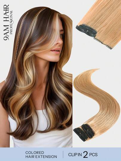 2 ชิ้น กิ๊บติดผมต่อผมสี ผมมนุษย์แท้ 100% สี 27# พร้อมกิ๊บ 4 ตัว ผมตรงไฮไลท์หลากสีสัน แฮร์พีซสายรุ้ง สำหรับผมทุกประเภทและคนรักแฟชั่น