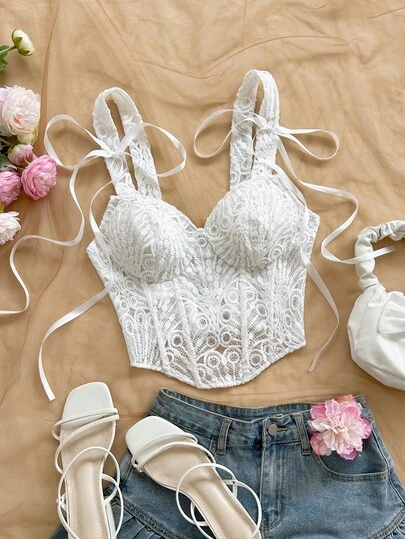 Soleia Women's Romantic French Lace Camisole Top