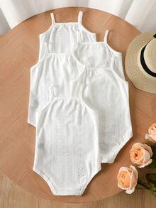 女婴镂空刺绣休闲连体衣 - 白色 - 查看 2
