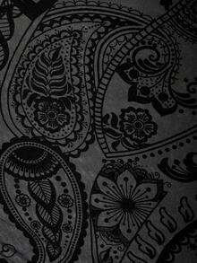 Lavishia Flocked Print Fitted Flare Sleeve Semi-Sheer Blouse - Black - View 8