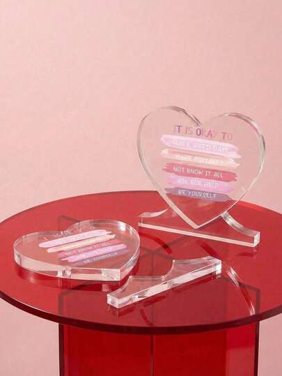 Joivida 1 Peça Ornamento Acrílico em Forma de Coração com Citação Inspiradora de Cura, Feito de Material Transparente com Texto Colorido "SEJA VOCÊ MESMO", Bordas Lisas com Suporte Independente para Decoração de Mesa, Um Presente para Aniversários, Formatura, Mudança de Casa ou Cenas Domésticas que Oferecem Encorajamento Emocional