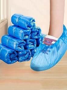 100pcs/200pcs Disposable Shoe Covers, Suitable For Cleaning Supplies, Travel Hotels, Outdoor Cycling, Blue Shoe Covers, Keep Shoes Dry On Rainy Days! - Multicolor - View 4