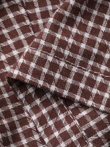 DAZY 男童格子单排扣短袖上衣和阔腿裤睡衣套装 - 棕色 - 查看 6