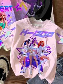 SHEIN 年轻女孩休闲简约时尚街头风可爱卡通女团，萌系动漫韩流，数字67设计 - 彩色 - 查看 3