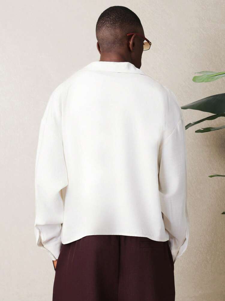 Boxy Fit Long Sleeve Linen Look Resort Shirt