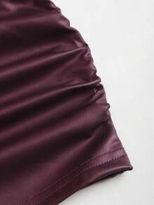 Sweetra Top sin espalda de unicolor con cuello halter, verano - Burdeos - Ver 5