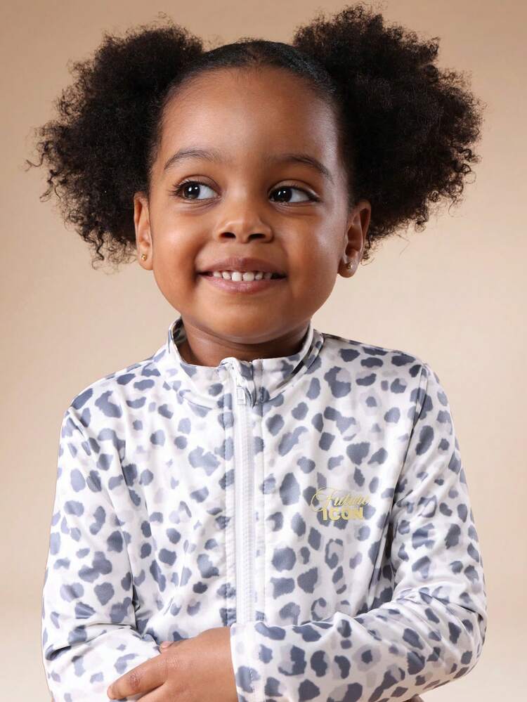 Leopard Print Crop Top And Legging Set With Jacket