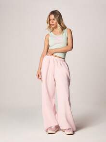 MISSGUIDED 粉色文字印花罗纹无袖背心，圆领设计，休闲夏季基础款修身背心，常规长度 - 綠色 - 查看 3