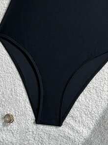SHEIN Teen Girls Black One-Piece Swimsuit With Metal Buckle Decor, Suitable For Beach & Holiday, Summer One Piece Bathing Suit One Piece Swimsuits - Black - View 5