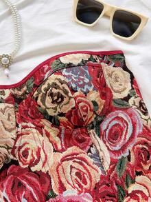 Soleia 女士时尚法式印花系带抹胸上衣 - 彩色 - 查看 5