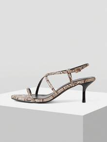 Mnmlis Women's Thin Strap Snake Heel Sandals - snake pattern - View 4