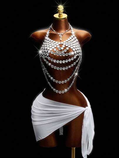 Mistrie Women's Summer Beaded Camisole Bikini Top Vacation Boho Sexy Plain Plaid Striped Casual