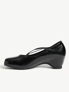 CUCCOO CHICEST Women's Square Toe PU Leather Criss-Cross Strap Ballet Shoes, Black, Minimalist & Versatile For Daily Wear And Commute Wedding Shoes Spring Shoes Bride Shoes - Black - View 9