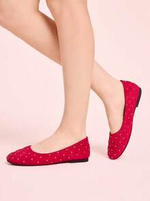 CUCCOO DOLLMOD Sepatu Wanita Merah Sepatu Datar Pakaian Hari Valentine Hari Valentine - Merah tua - View 6
