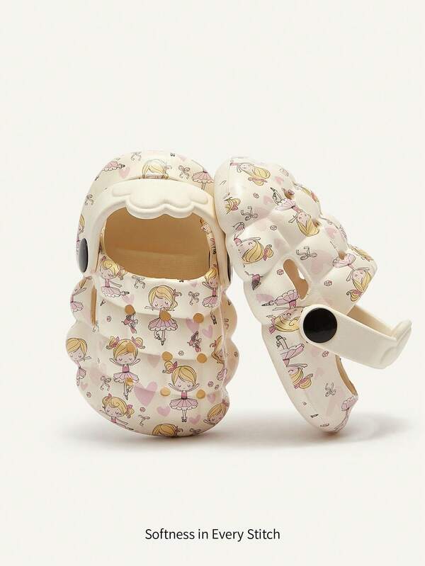 Cozy Pixies Fun Cartoon Little Girl Cute And Light Home Outdoor Two Wear Comfortable Soft Slippers Sandals Two Wear Shoes A Pair Of Baby Clogs