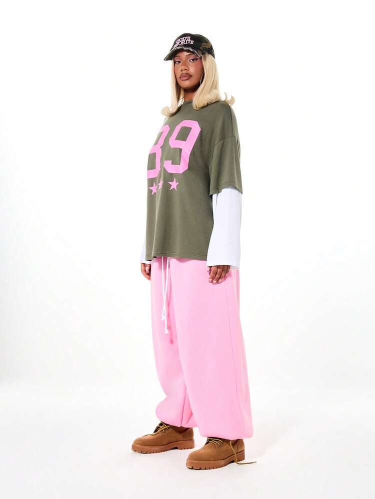 SUMWON WOMEN Graphic Number Print Oversized T-Shirt