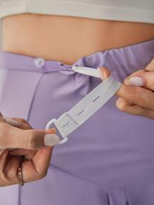 Momance Pantalones casuales de maternidad de unicolor, pantalones rectos con soporte para el vientre - Púrpura malva - Ver 6