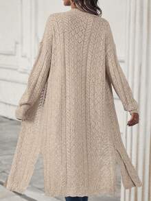 SHEIN LUNE Women's Solid Color Casual Cardigan, Minimalist & Fashionable Fall Winter Cloth For Women - Apricot - View 2