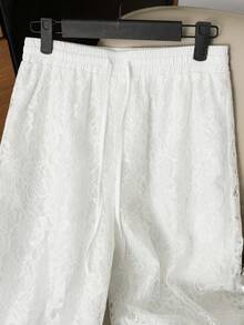 GlowEve Quần nữ chất liệu ren, cạp chun, thích hợp cho kỳ nghỉ, đi học, dự tiệc, sân bay, biểu diễn sân khấu và hòa nhạc. - trắng - Xem 3