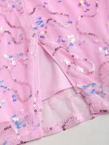 Sweetra 优雅亮片装饰露背吊带上衣和A字迷你裙套装，时尚夏季度假风女装 - 粉色 - 查看 5