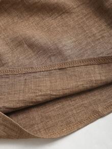 Sweetra 女士宽松休闲亚麻裤，串珠抽绳腰带，波西米亚风格，适合休闲、海滩旅行和度假，春夏款 - 棕色 - 查看 3