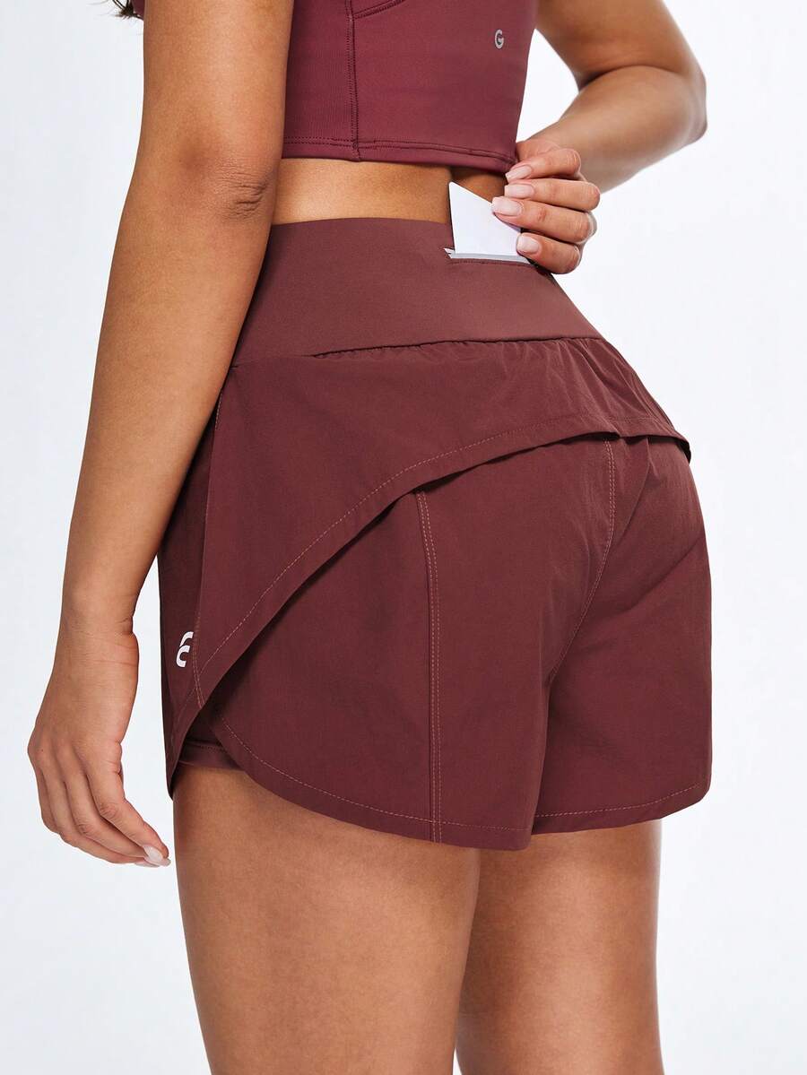 Eassivo Eassivo Women's Casual Fitness Sports Skirt Pants With Pockets, Yoga Pants, Running - Burgundy - View 1