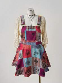 Sunspun Plus Size Women's Bohemian Multi-Color Suspender Dress - Multicolor - View 5