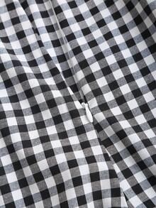 SHEIN Unity 新款优雅通勤系带黑白格纹直筒宽松阔腿裤，适合春夏休闲穿着 - 黑與白 - 查看 6