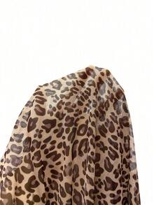 SHEIN Unity 女士豹纹简约日常吊带连衣裙迷你短款女装 - 咖啡棕 - 查看 7