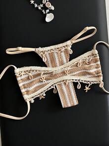 Swim Vcay 2 piezas/Set Bikini de mujer con bloques de color y rayas de moda, Verano 2026 - Multicolor - Ver 4