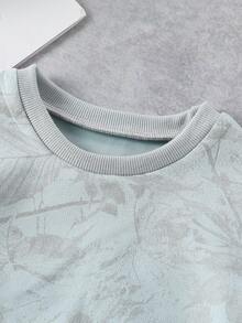 SHEIN Genkimix Kids 男童休闲纯色T恤+短裤两件套，适合日常穿着、上学、旅行、户外玩耍、夏季穿着。 - 淺藍色 - 查看 9