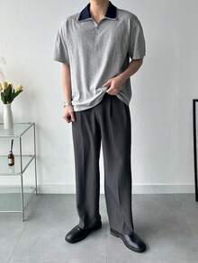 DAZY Men's Grey Patchwork Collar Design T-Shirt, Summer - Multicolor - View 4