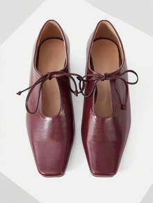 Mnmlis 女士平底鞋 - 酒紅色 - 查看 2