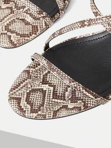 Mnmlis Women's Thin Strap Snake Heel Sandals - snake pattern - View 5