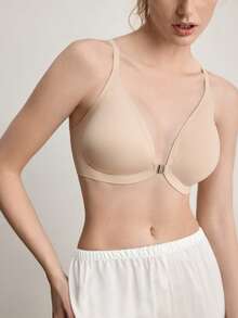 1pc Ocili Women Seamless Jelly Gel Metal Front Closure Racerback Bra - Apricot - View 6