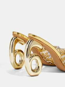 CUCCOO TILAWA Damskie luksusowe eleganckie szpilki ze strasami, przezroczyste szpilki ze strasami, prezentujące elegancję, modny i uniwersalny styl, wygodne i trwałe buty damskie na wysokim obcasie, błyszczące ozdobne sandały ze strasami. - Złoto - Zobacz 4