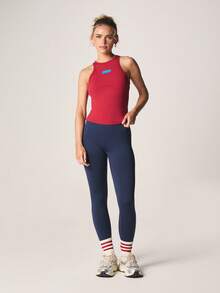 MISSGUIDED Sleeveless Crew Neck Tank Top With Contrast Rectangular Logo Detail For Casual Daily Wear Summer Spring Wardrobe Essential - Red - View 4