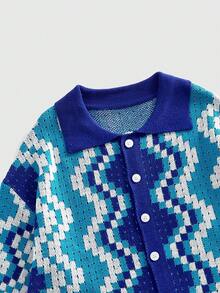 ROMWE MEN Suéter polo de punto vintage y colorido para hombre, moda callejera - Multicolor - Ver 3