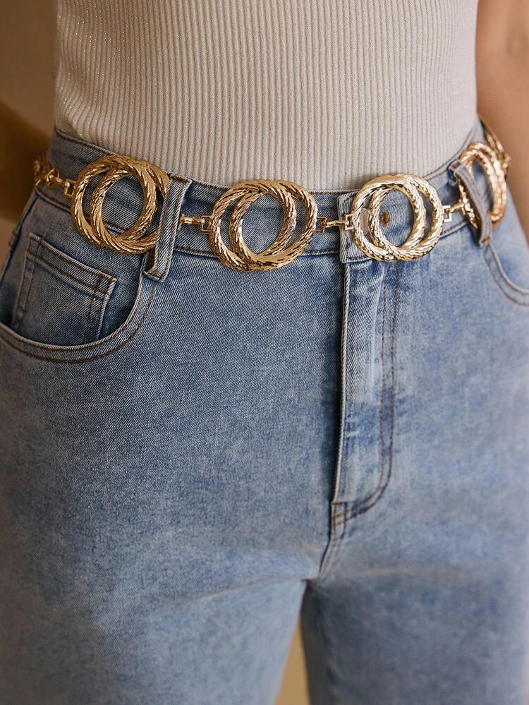 WOMEN'S FASHION CASUAL SIMPLE SOLID COLOR FLARED JEANS WITH BELT