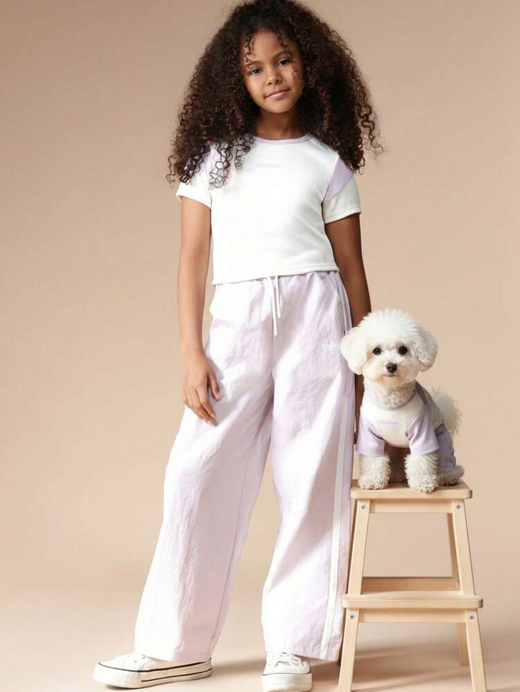 Ribbed T-Shirt And Track Pants Set