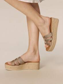 Styleloop Women's Wedge Heel Platform Sandals, Bohemian, Beach Vacation, Western Wind, Summer Wear, Travel Essentials - Champagne 3 - View 5
